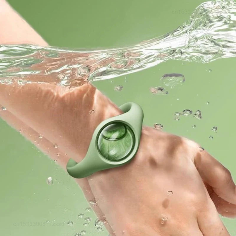 NoBuzz bracelet on wrist - outdoor protection